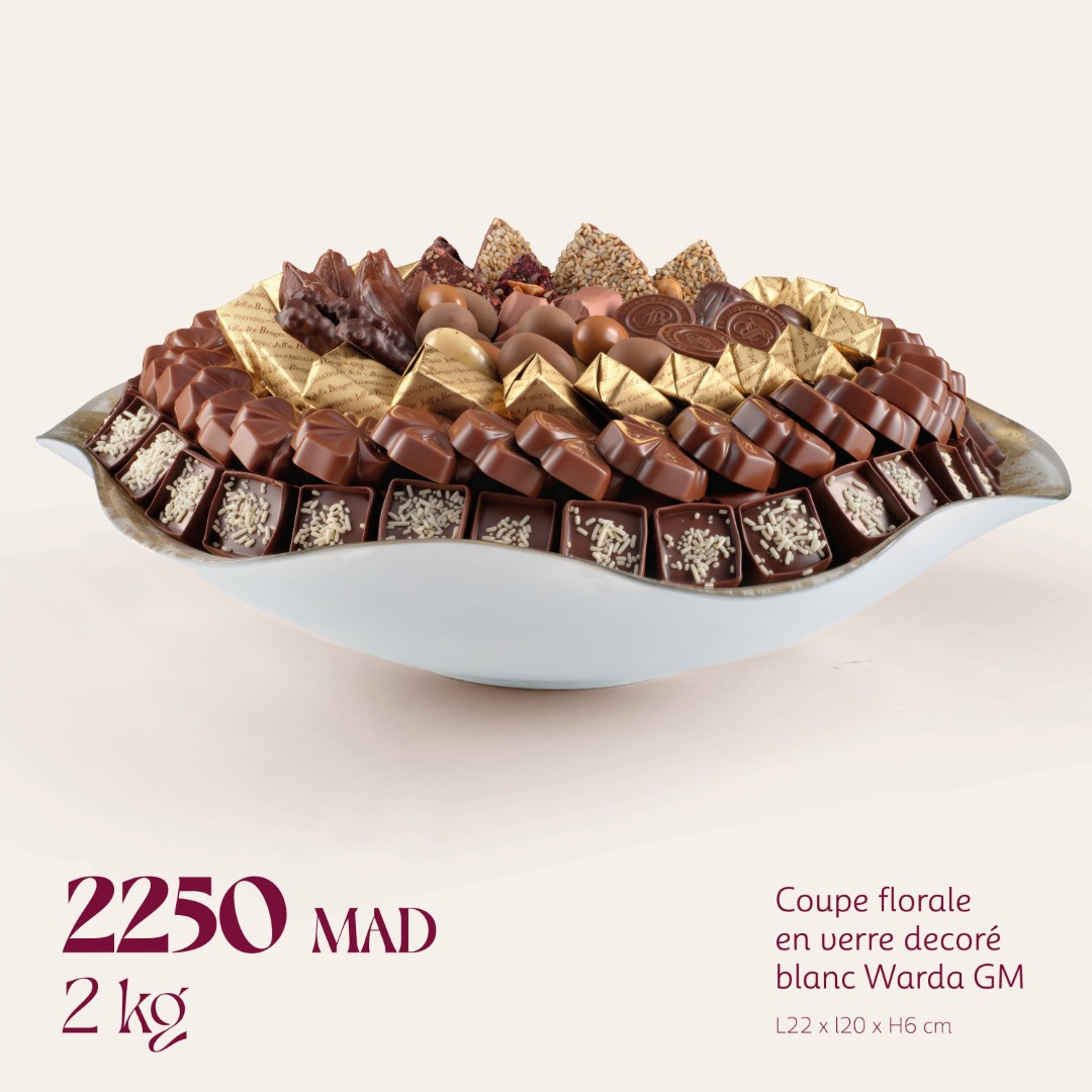 Coupe florale en verre decoré blanc Warda